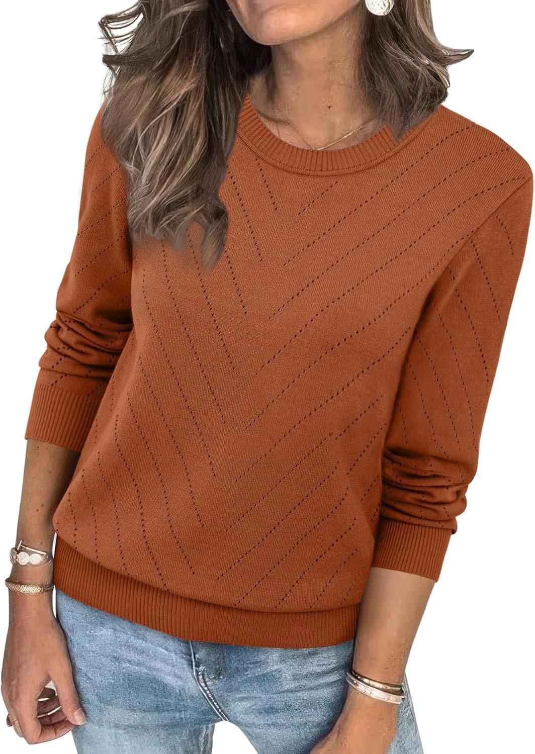 Damen Modischer Pullover mit strukturiertem Zickzack-Muster und lässigem Schnitt Stalluxe