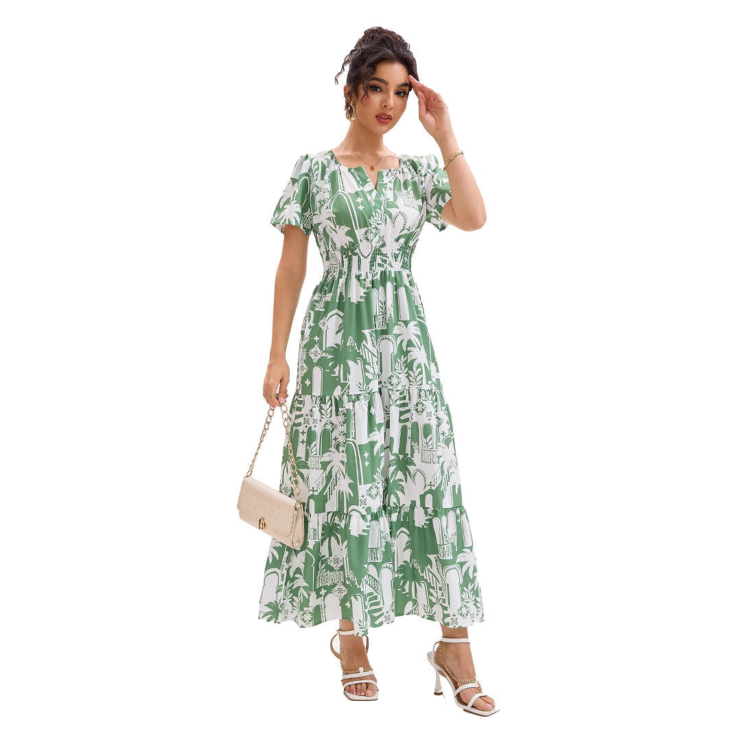 Damen Maxikleid mit floralem Druck und voluminösem Rock Stalluxe