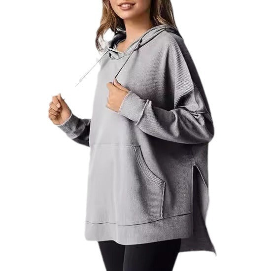 Damen lässiger Hoodie mit seitlichen Schlitzen und praktischen Taschen Stalluxe