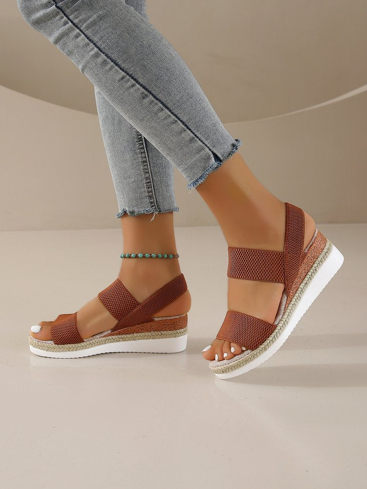 Damen Wedge-Sandalen mit gepolstertem Fußbett und elastischen Riemen Stalluxe