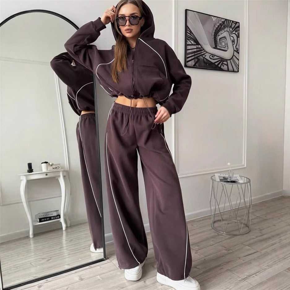 Damen sportliches Freizeitjacken- und Hosen-Set mit trendy Schnitt und elastischem Bund Stalluxe