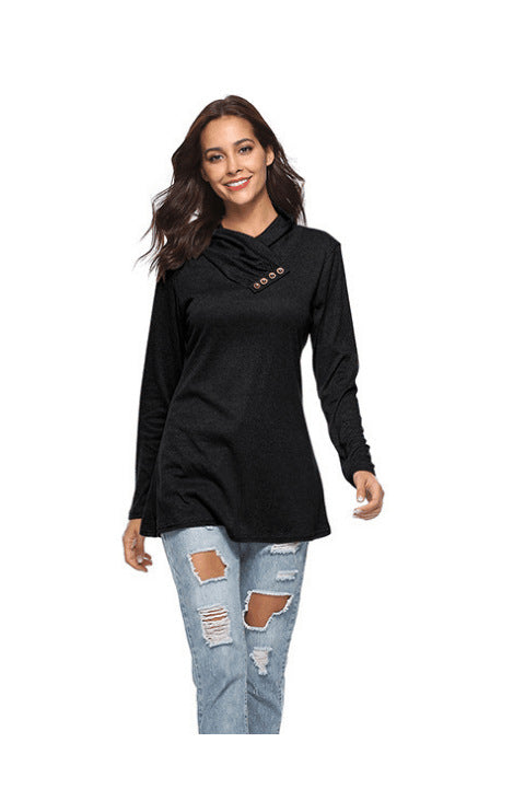 Damen Kuscheliger Langarm-Pullover mit modernem Stehkragen und dekorativen Knopfdetails Stalluxe