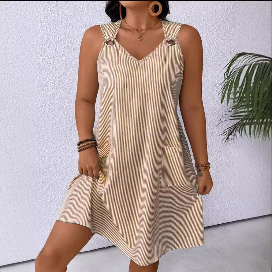Damen Freizeitkleid mit schmalen Trägern und praktischen Taschen Stalluxe