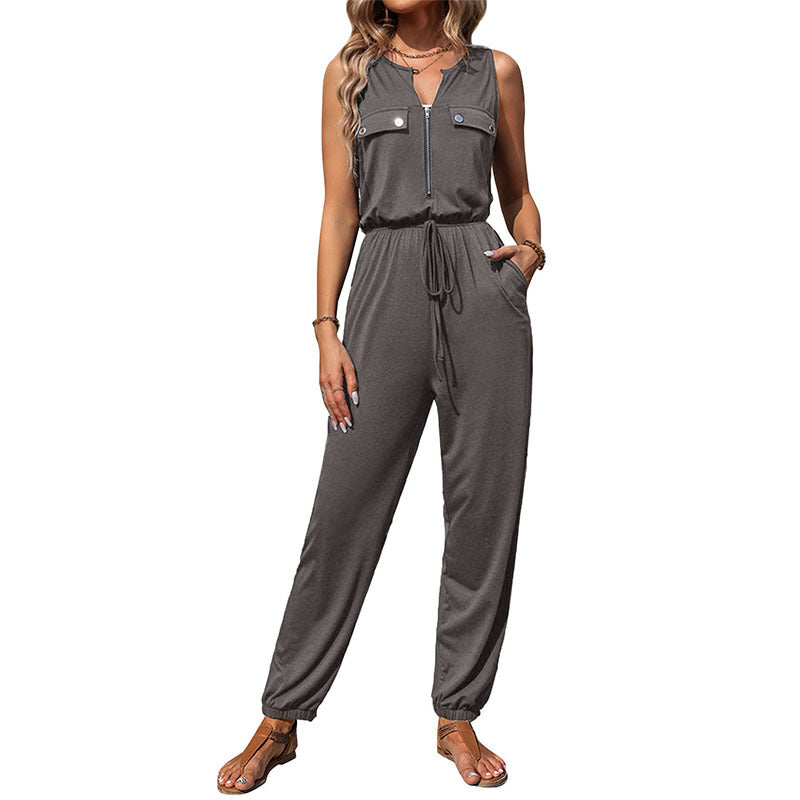 Damen Jumpsuit mit funktionalen Taschen und modischem Reißverschluss Stalluxe
