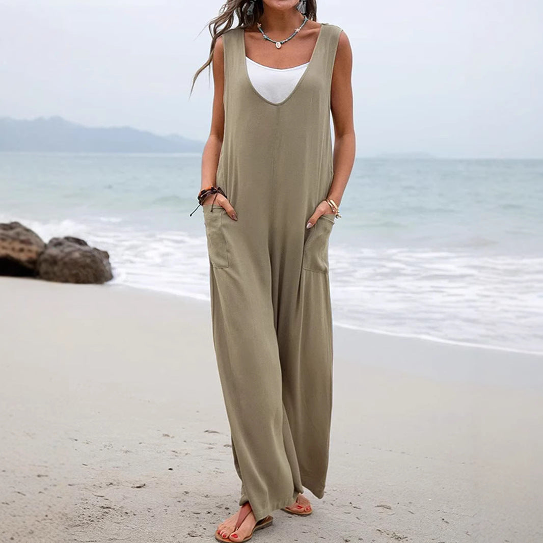 Women's Relaxed Fit Wide-Leg Jumpsuit Stalluxe