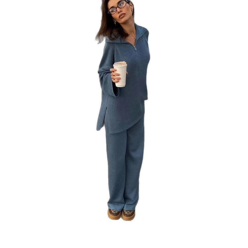 Damen Oversized Strickpullover mit Reißverschluss und weitem Schnitt Stalluxe