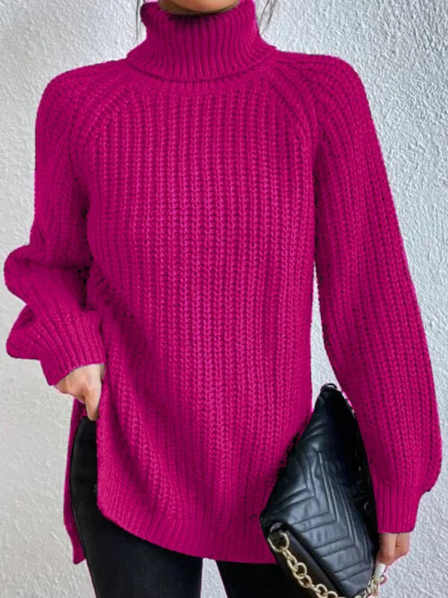 Damen Grobstrickpullover mit hohem Kragen und strukturiertem Muster Stalluxe