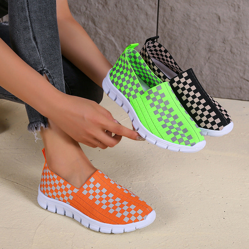 Damen Slip-On Sportschuhe mit modernem Karomuster und rutschfester Sohle Stalluxe