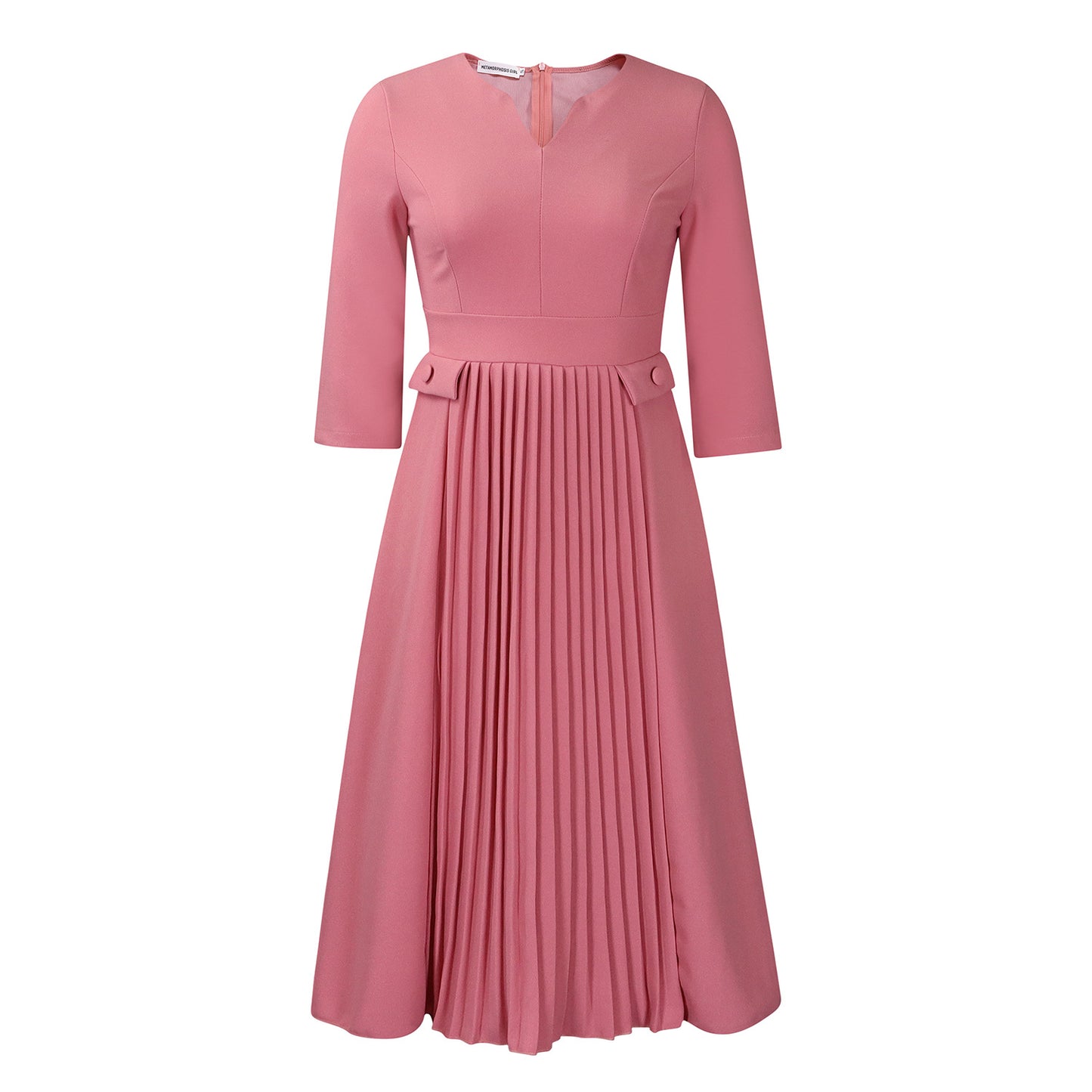 Damen Plissee Midi-Kleid mit eleganter Taillierung und schickem Schößchen Stalluxe