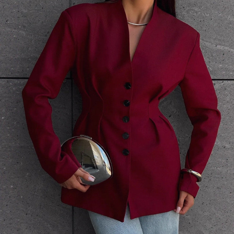 Damen Modischer Blazer mit tailliertem Schnitt und eleganten Knopfdetails Stalluxe