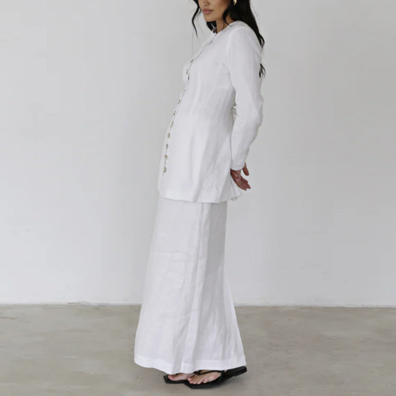 Damen Elegantes und Modisches Langarm-Kleid mit Krawattenverschluss Stalluxe