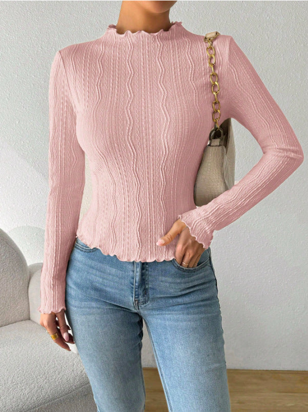 Damen Elegantes Langarmshirt mit strukturiertem Design und Rüschen Stalluxe