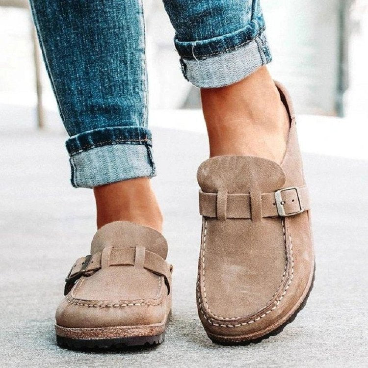 Damen bequeme Mokassins mit modischem Schnallen-Detail Stalluxe