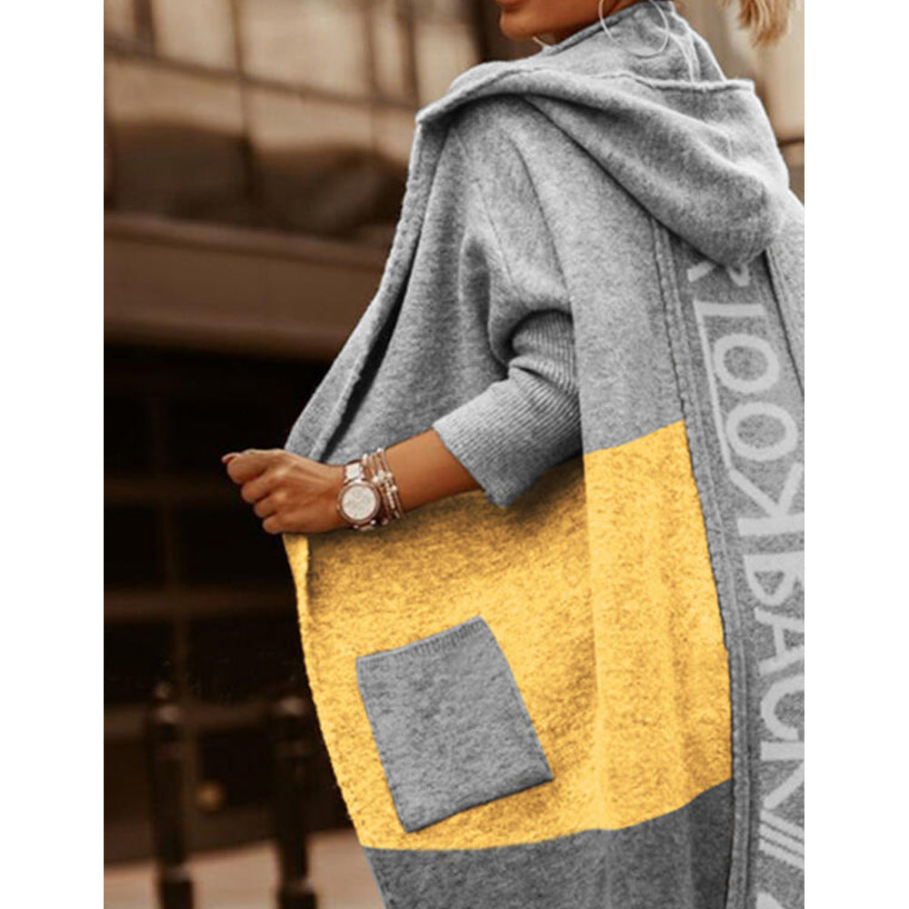 Damen modischer Oversized-Strickmantel mit Kapuze und Taschen Stalluxe