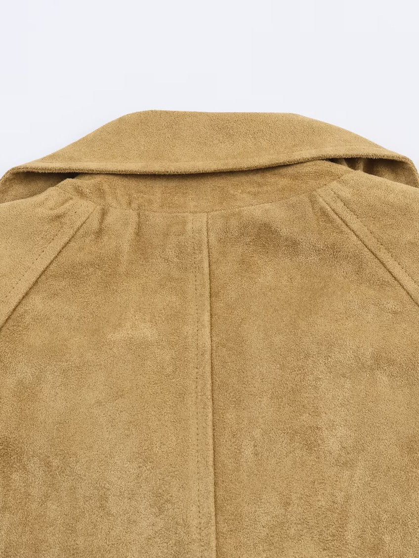 Damen Modische Cropped Trenchjacke mit doppelter Knopfleiste und praktischen Taschen Stalluxe