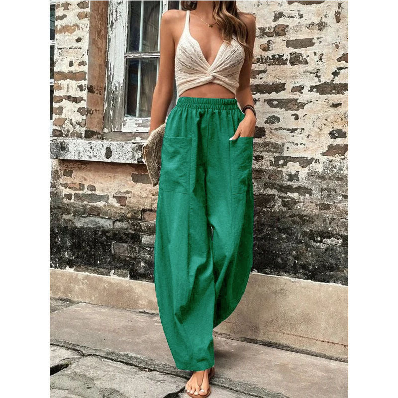 Damen Weite Palazzo-Hosen mit elastischem Bund und praktischen Taschen Stalluxe