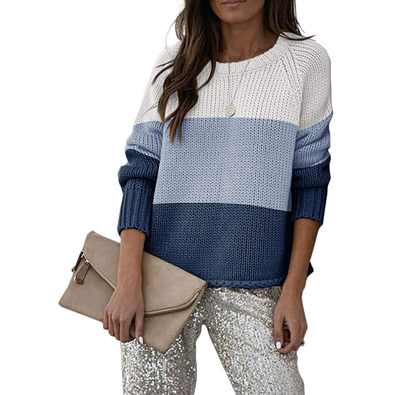 Damen modischer Strickpullover mit modernem Farbblock-Design Stalluxe