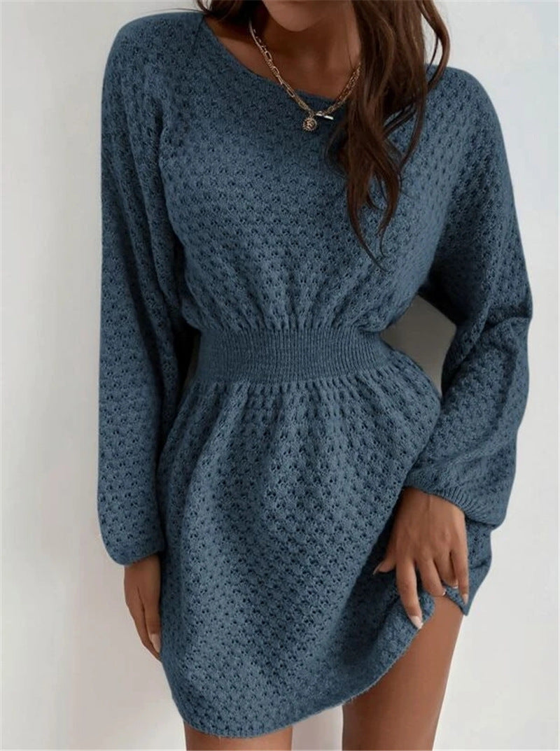 Damen Strickkleid mit einzigartigem Lochmuster und lässigem Bund Stalluxe