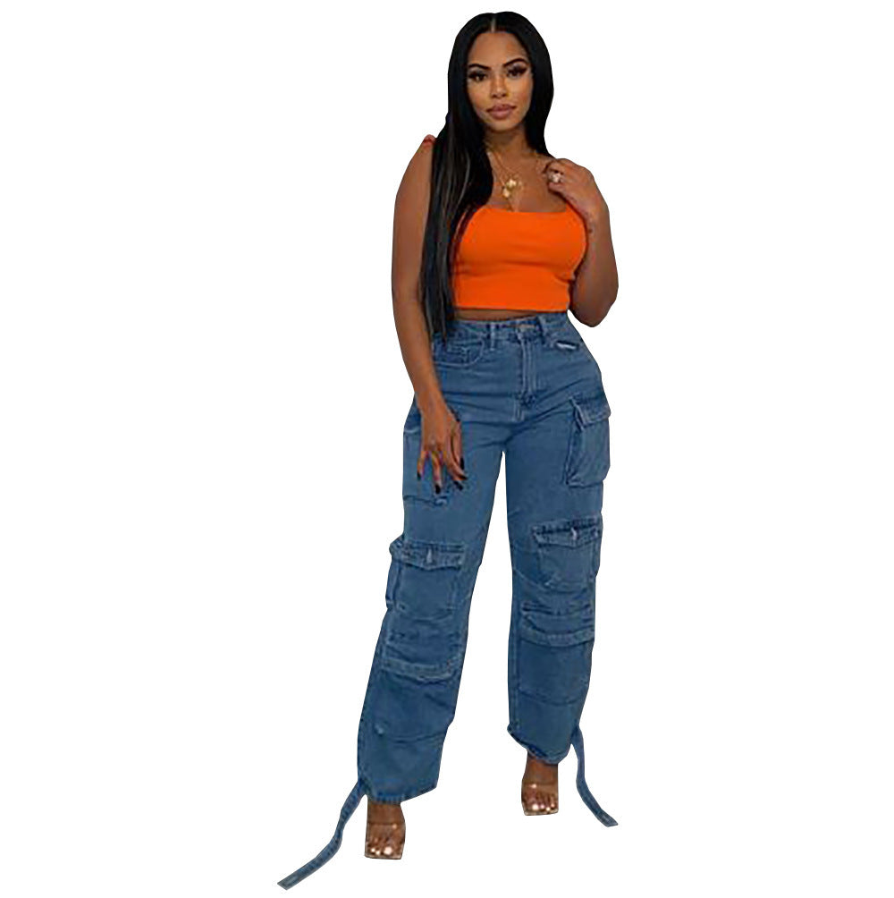 Damen entspannte Baggy-Jeans im Used-Look mit strapazierfähigen Details Stalluxe