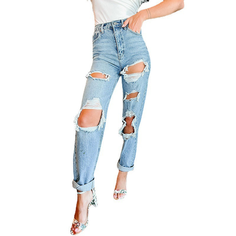 Damen Destroyed Mom-Jeans im lässigen Vintage-Look Stalluxe