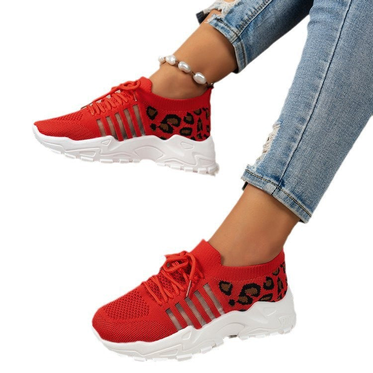 Damen Sportliche Sneaker mit luftiger Mesh-Oberfläche und trendigem Leopardenmuster Stalluxe