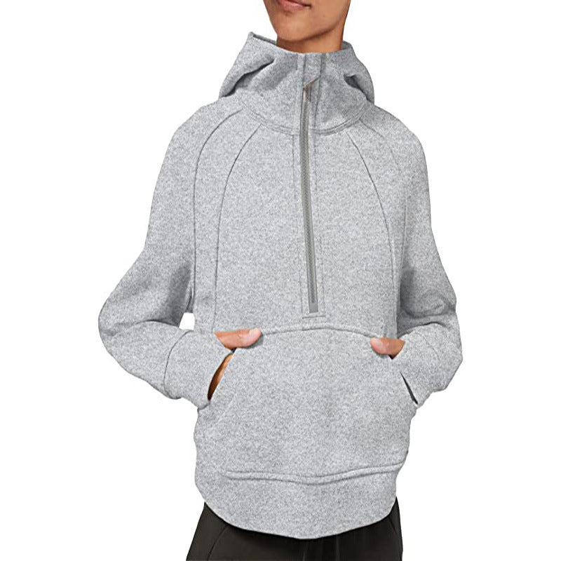 Damen sportlicher Fleece-Hoodie mit halbem Reißverschluss Stalluxe
