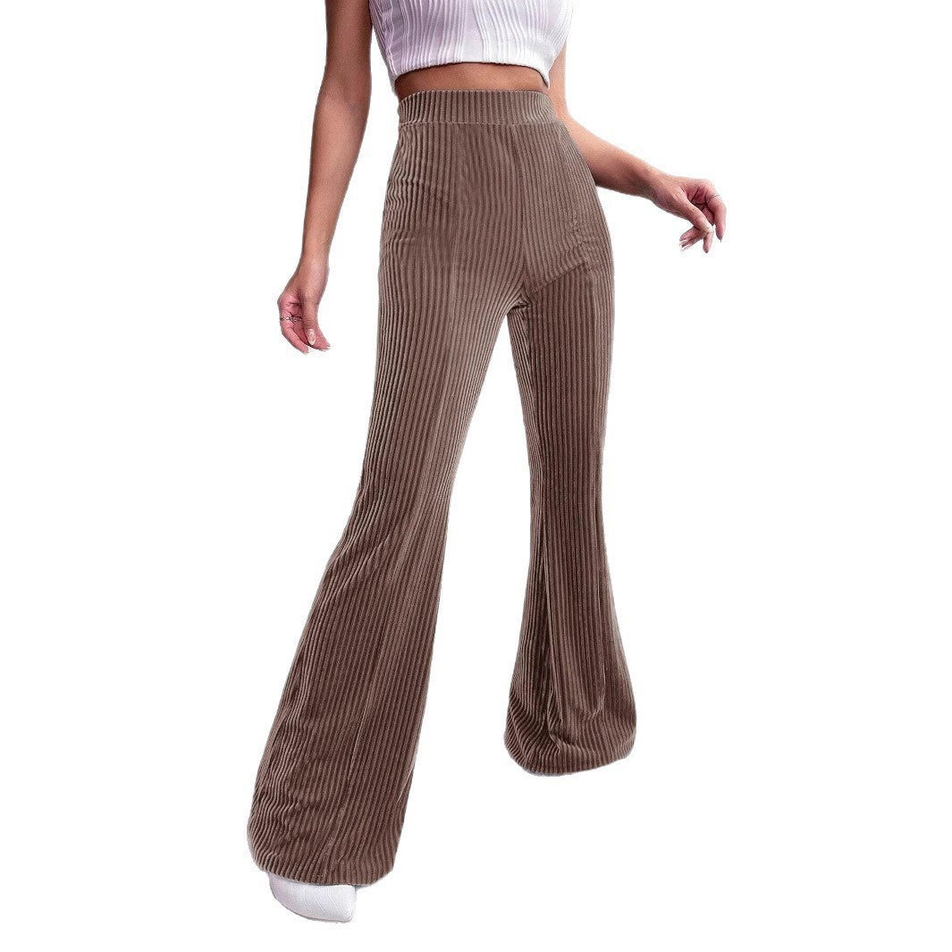 Damen Elegante und bequeme Samthose mit vertikalen Streifen Stalluxe
