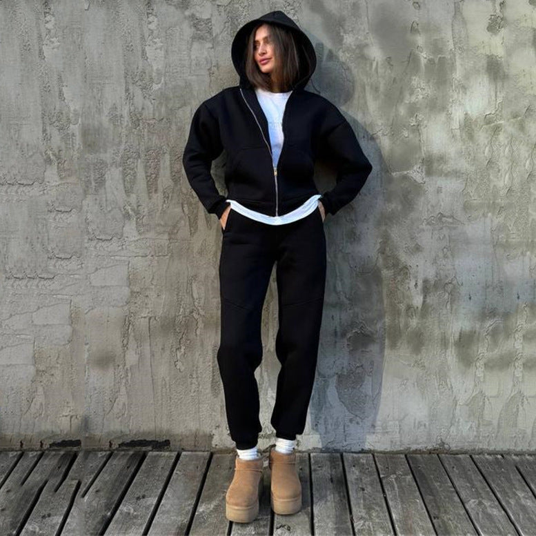 Damen sportlicher Fleece-Jumpsuit mit hohem Kragen und durchgehendem Reißverschluss Stalluxe