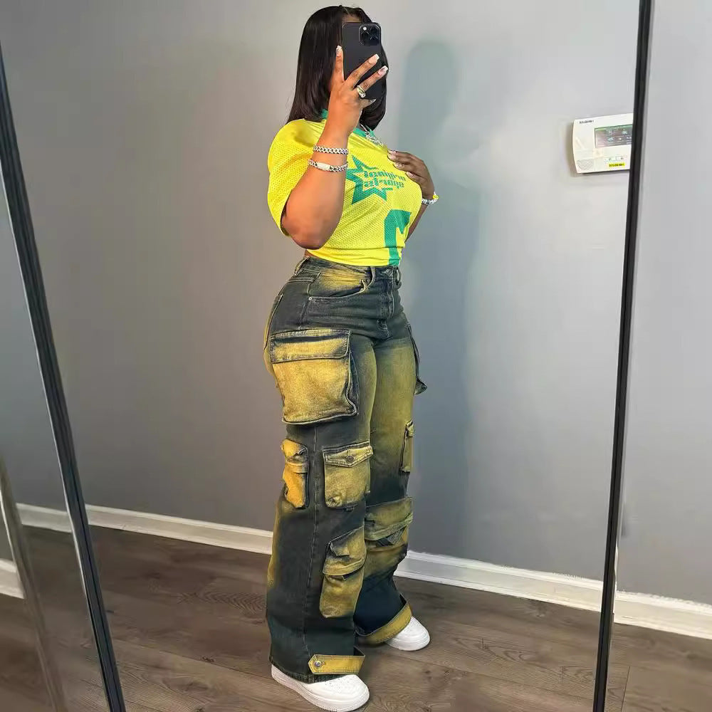 Damen Cargo-Jeans mit trendigem Schnitt und mehreren praktischen Taschen Stalluxe