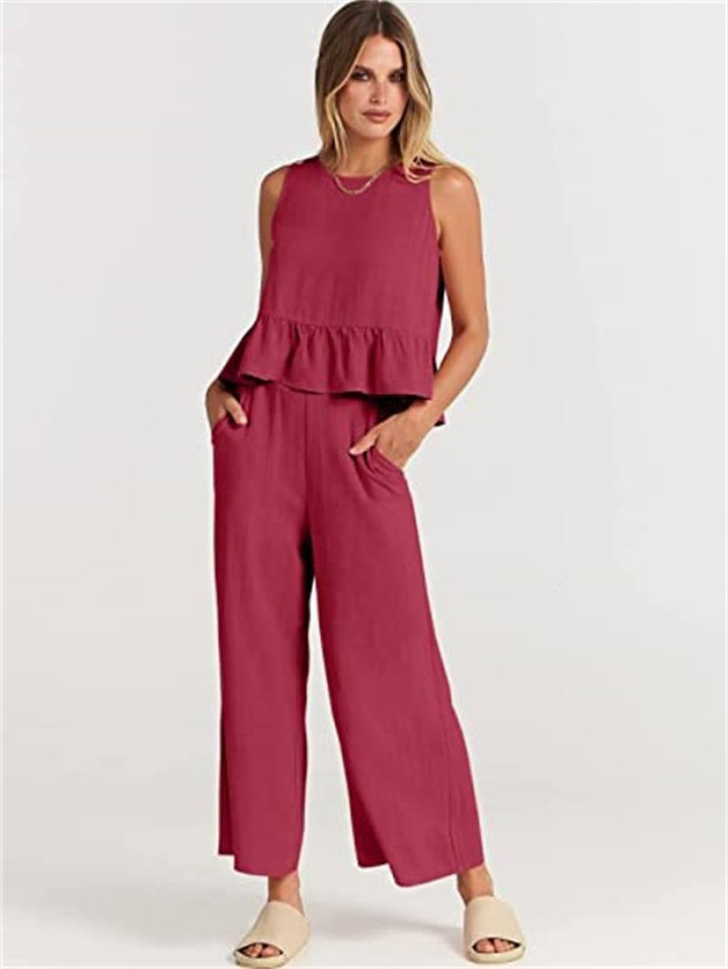 Damen Set mit lässigem Rüschendesign und weiten Hosen Stalluxe