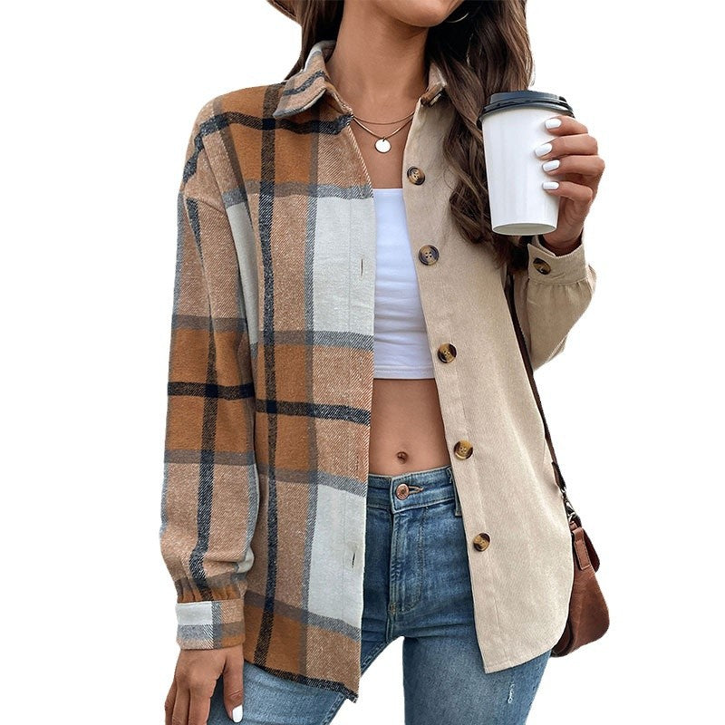 Damen Flanelljacke mit auffälligem Karomuster und bequemen Knöpfen Stalluxe