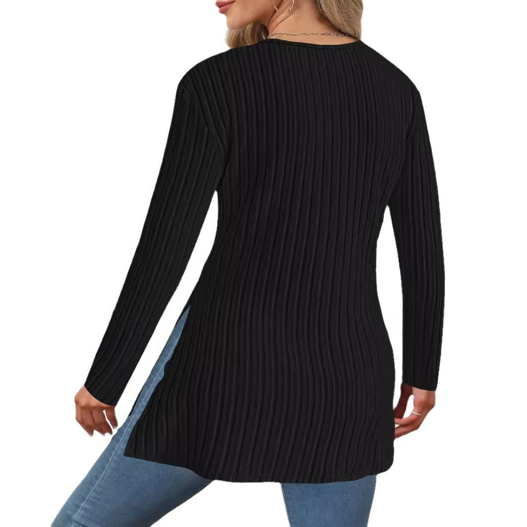 Damen Wickeloberteil mit Rippstruktur und asymmetrischem Schnitt Stalluxe