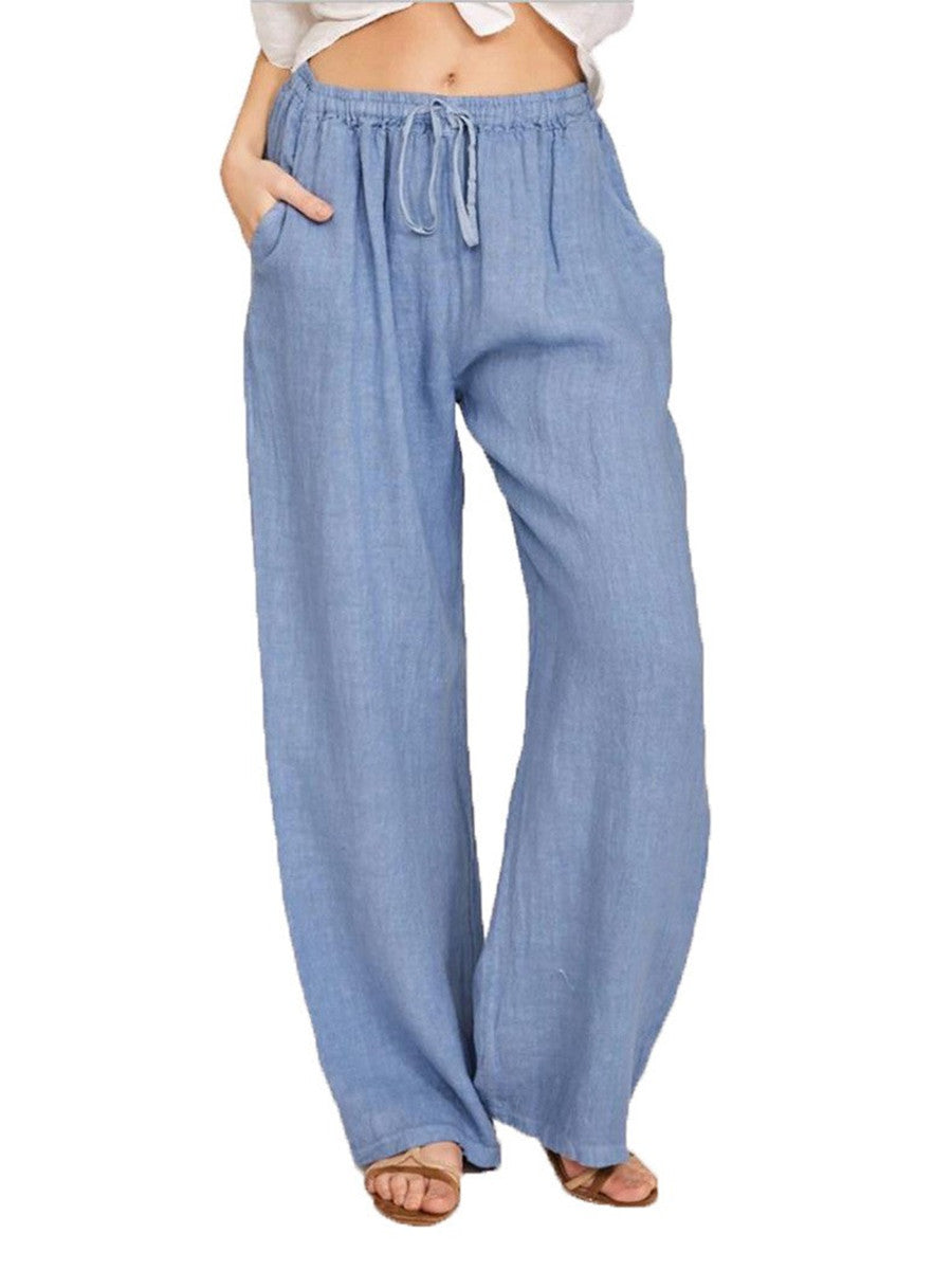 Damen Leinenhose mit weitem Bein und praktischen Seitentaschen Stalluxe