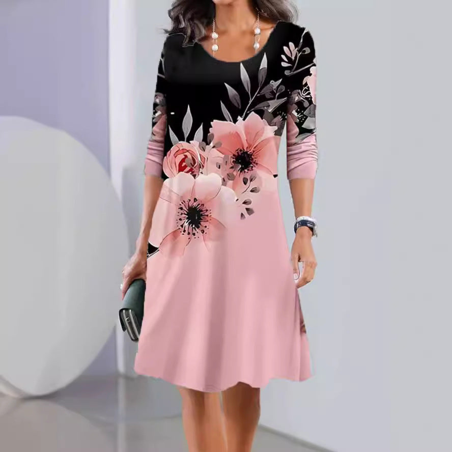 Damen A-Linien Kleid mit zartem floralem Muster Stalluxe