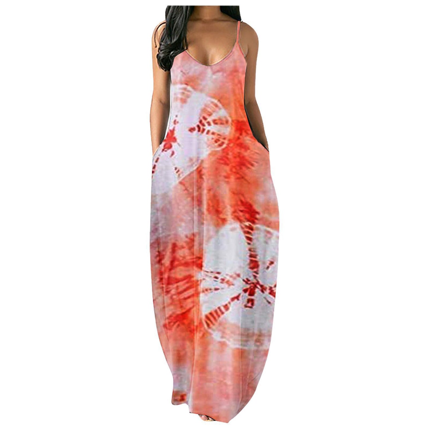 Women's Bohemian Tie-Dye Maxi Dress with Pockets Stalluxe