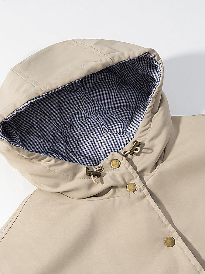 Damen stylische Übergangsjacke mit Kapuze und Druckknopfverschluss Stalluxe