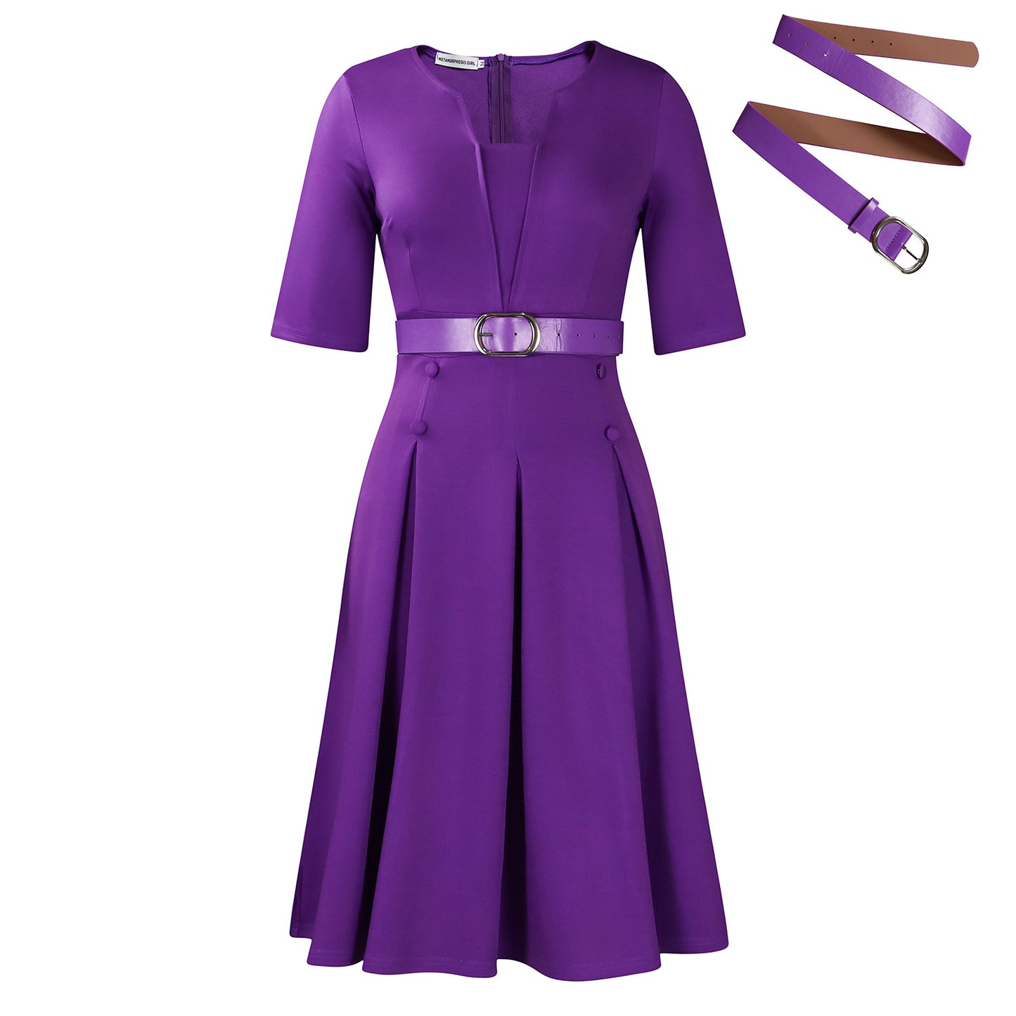 Damen Trägerloses A-Linien-Kleid mit Gürtel und eleganter Taillierung Stalluxe