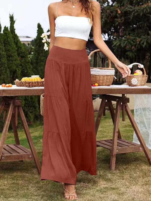 Damen Weit geschnittene Sommerhose mit elastischem Bund und fließendem Schnitt Stalluxe