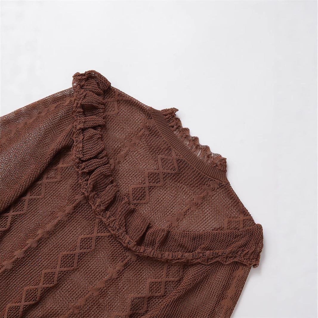 Damen Süßes Strickoberteil mit Rüschendetails und Knopfleiste Stalluxe