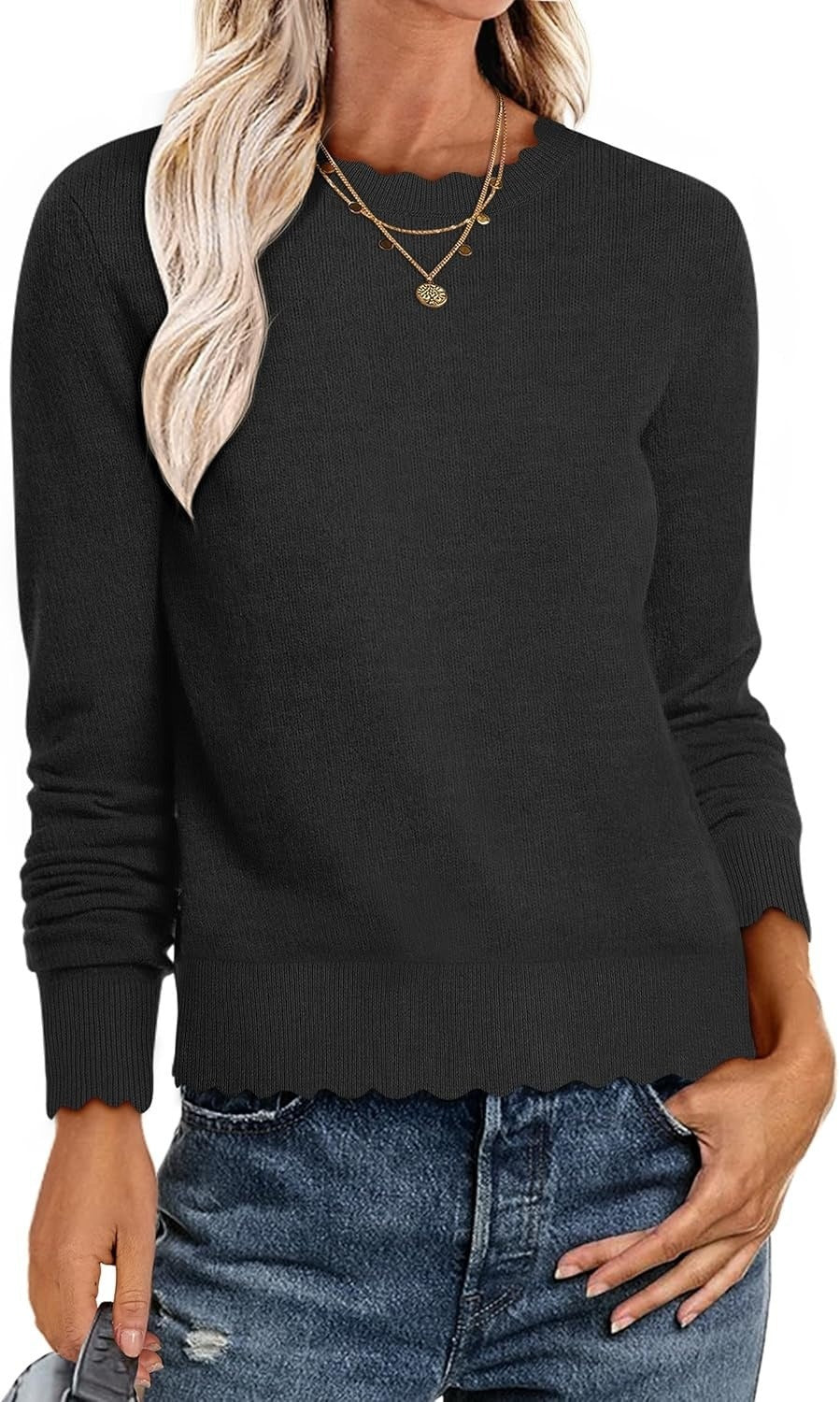 Damen Sweater mit Wellenkante Stalluxe
