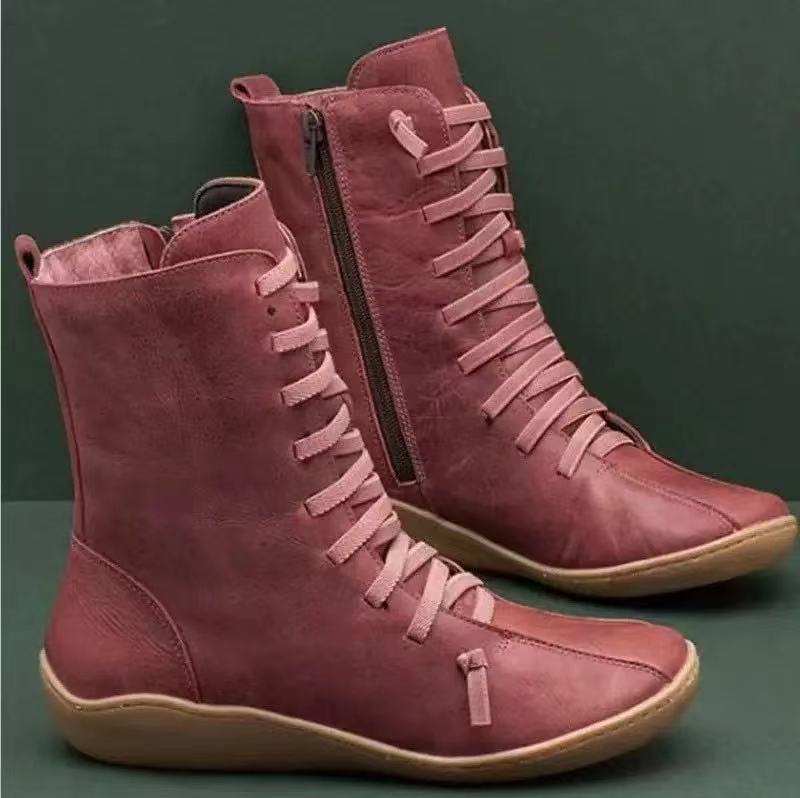 Damen elegante Schnürstiefel mit praktischem Reißverschluss Stalluxe