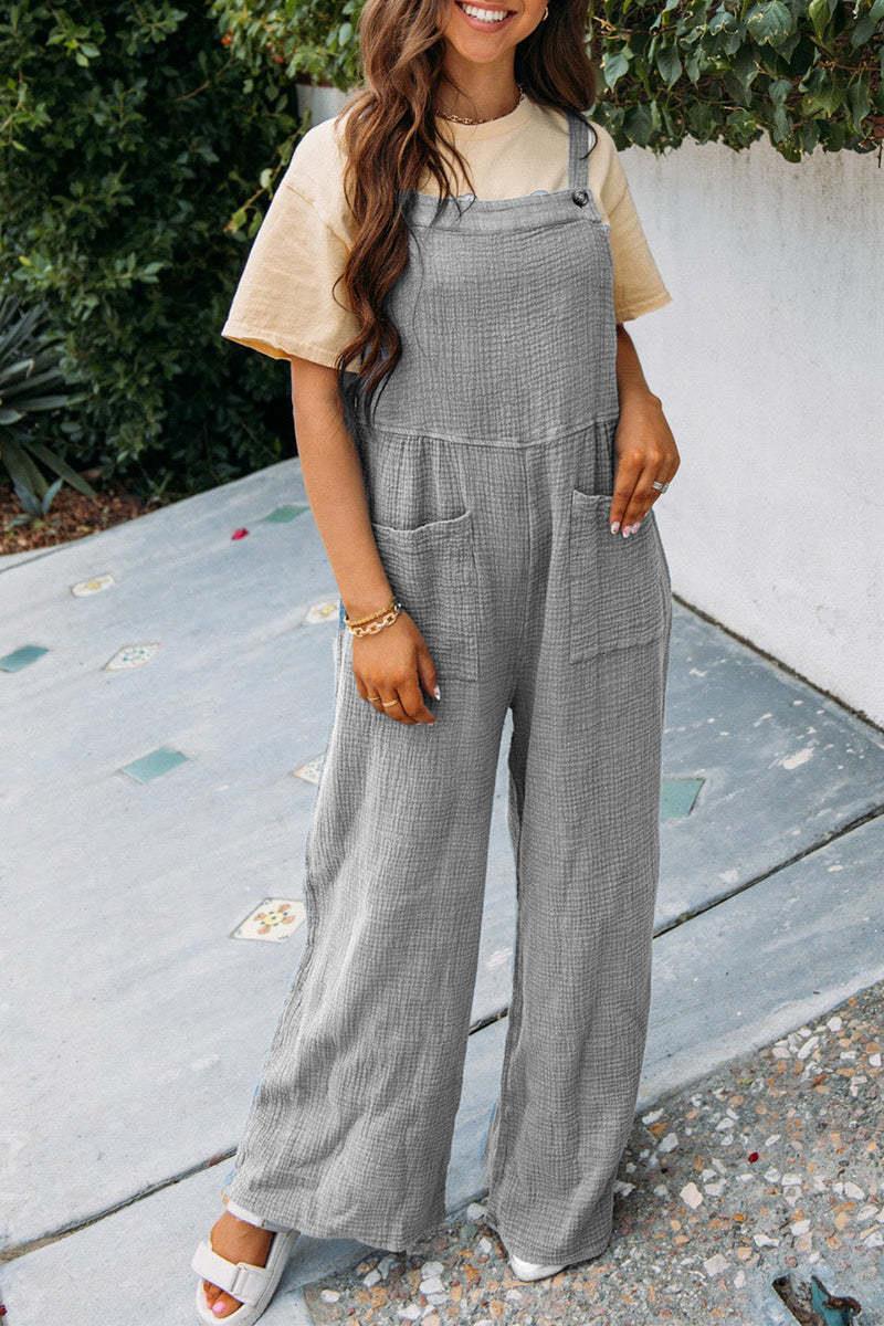 Damen Lässiger Overall mit praktischen Taschen und weitem Bein Stalluxe