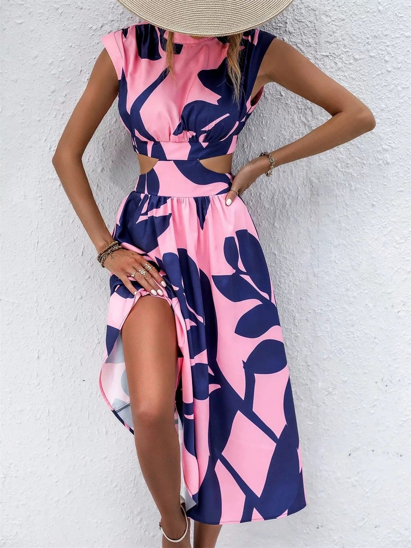 Damen Sommerliches Midikleid mit schulterfreiem Design und floralem Schnitt Stalluxe