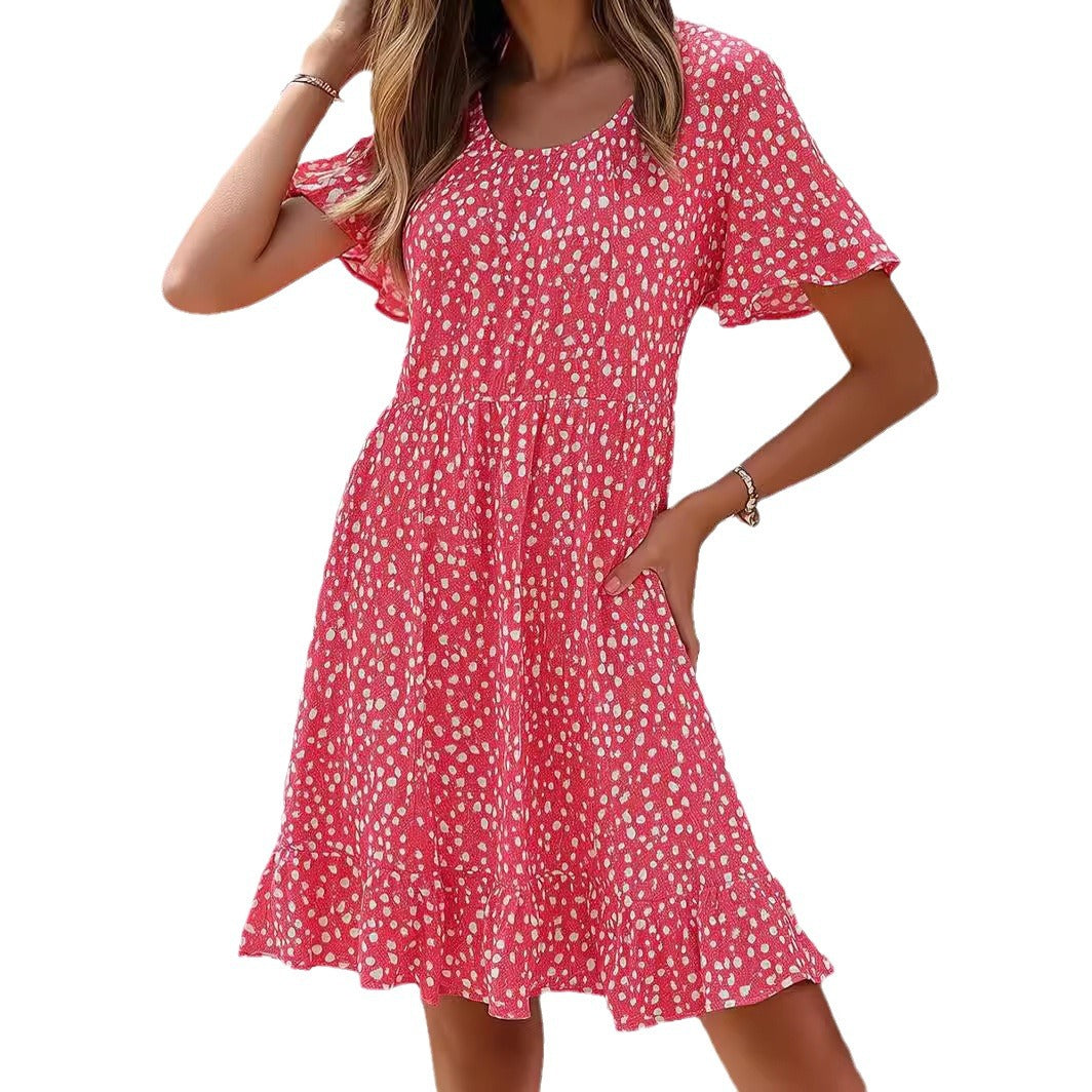 Damen lässiges Freizeitkleid mit fließendem Schnitt und Rüschensaum Stalluxe
