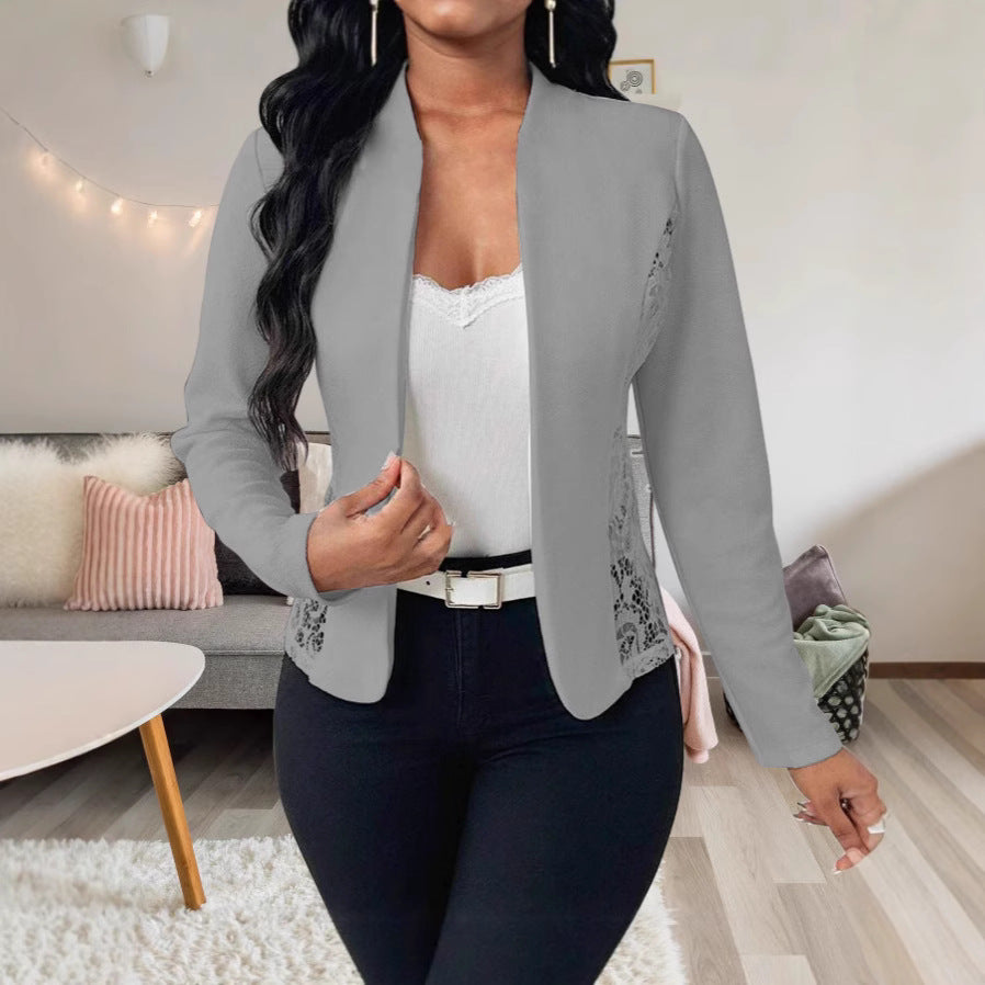 Damen elegante Blazerjacke mit Spitzenakzenten Stalluxe