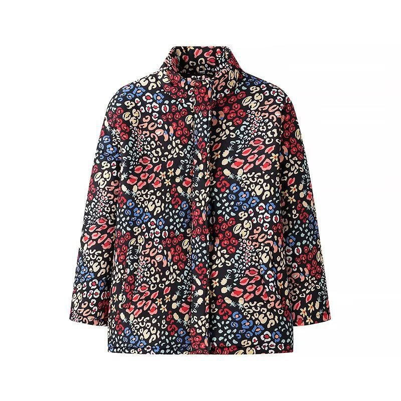 Damen Lässige Jacke mit buntem Tiermotiv und hohem Kragen Stalluxe