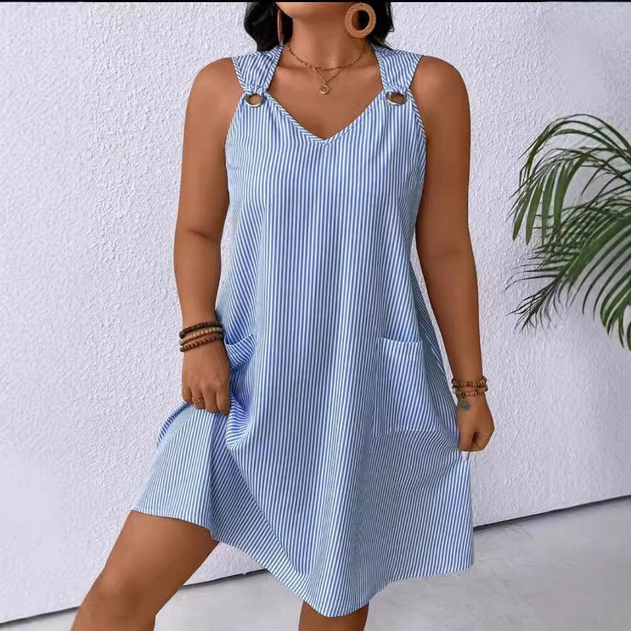 Damen Freizeitkleid mit schmalen Trägern und praktischen Taschen Stalluxe