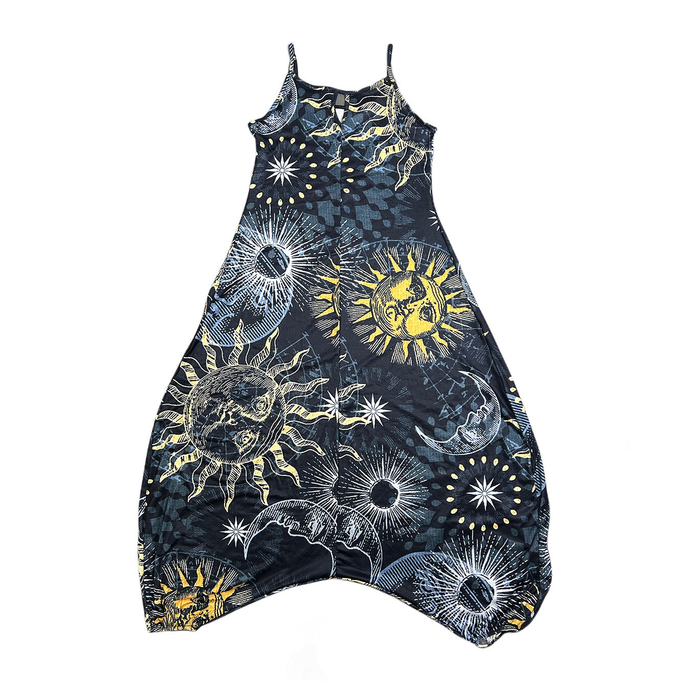 Damen entspanntes Jumpsuit mit grafischem Print und verstellbaren Trägern Stalluxe
