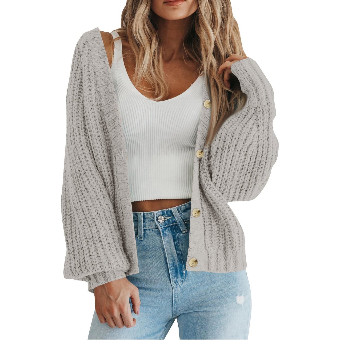 Damen Grobstrick-Cardigan mit Knopfdetails und weitem Schnitt Stalluxe