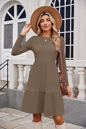 Damen Maxikleid mit Rippstruktur und weitem Rock Stalluxe
